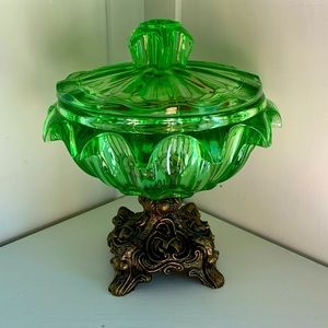 Pedestal Glass Lidded Compote